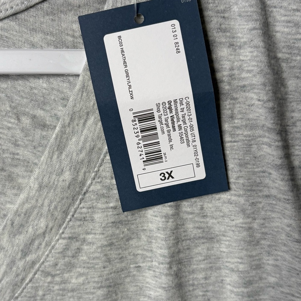 NEW UNIVERSAL THREAD Cropped V Neck Short Sleeve Cotton T Shirt Gray 3X NWT - Picture 15 of 15